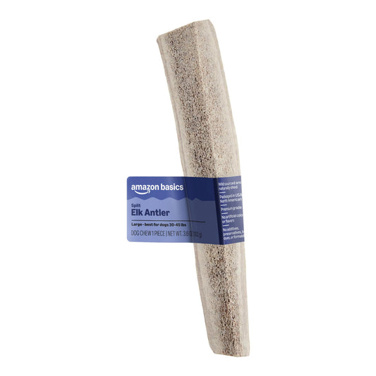 Basics Split Elk Antler, Naturally Shed, Long Lasting for Aggressive Chewers, Large (Best for Dogs 30-45 lbs) (Previously Wag)