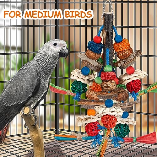Bird Toys,Parrot Toys Exciting Chewing Fun for Parakeets,Cockatiels,Conures,Lovebirds,African Gray Cockatoos  And Other Small Medium-Sized Parrot Natural Corn Cob Sturdy Nut (old bark)