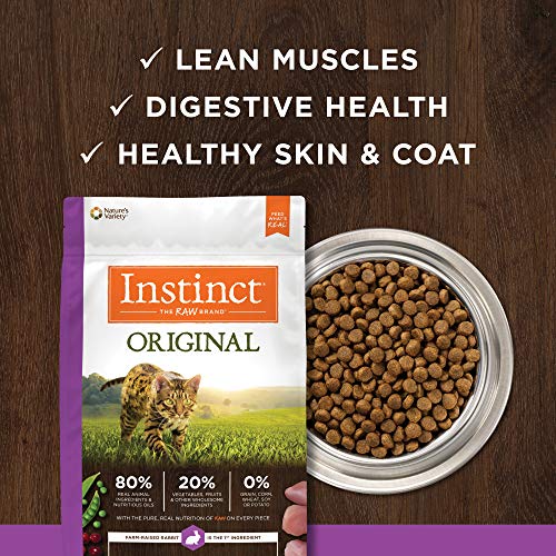 Instinct Original Dry Cat Food, Raw Coated Kibble, High Protein, Grain Free Recipe - Real Rabbit, 4.5 lb. Bag