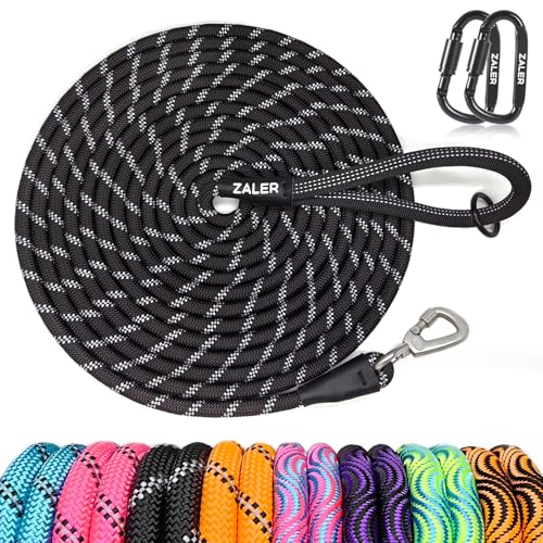 ZALER Long Dog Leash, 50 feet 30ft 20ft 15ft 10ft Dog Training Lead, Heavy Duty Reflective Check Cord Recall Leash for Dogs Training, Playing