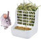 Rabbit Supplies with Bowl & Hay Feeder - Accessories for Bunnies & Guinea Pigs, 6x6x7 Inches (White)
