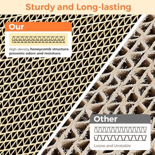 ComSaf Cat Scratcher Cardboard Indoor - 17"x10" Cat Refill Box with 3 Pcs Scratching Board Reversable Long Lasting Clawing Pad for Cats, Corrugate Scratchers Bed Sofa Couch Furniture Wall Protector