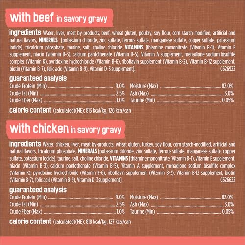 Purina Friskies Extra Gravy Wet Cat Food Chunky 24ct Variety Pack (With Chicken, Turkey, Salmon, Beef) - (Pack of 24) 5.5 oz. Cans