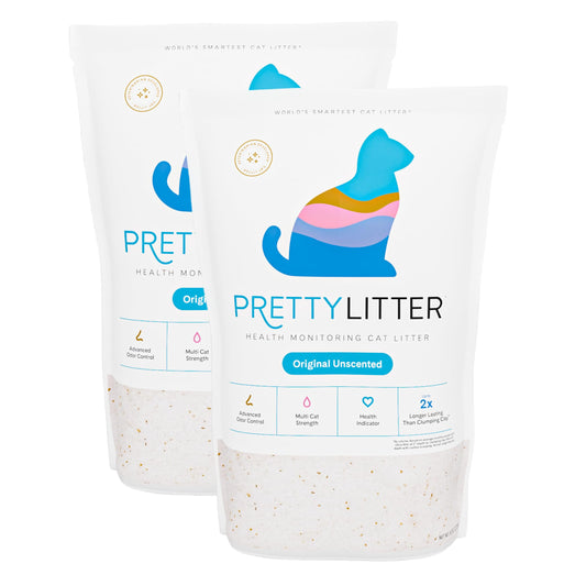 PrettyLitter Health Monitoring Cat Litter (Unscented, Non Clumping) | Lightweight & Low Tracking, Color Changing Silica Gel Crystals, Advanced Odor Control — 6 Lbs, Pack of 2 (Up to 2 Month Supply)
