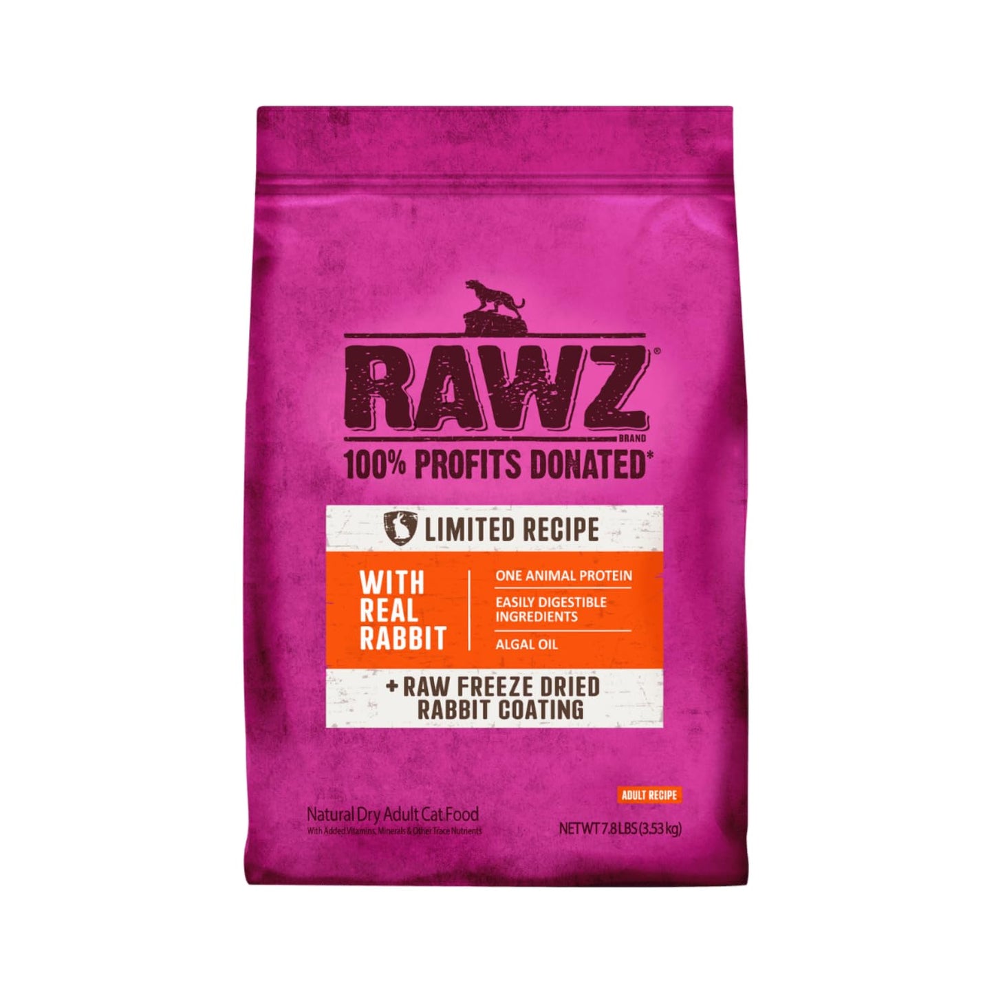 Rawz Real Rabbit Dry Food for Cats with Freeze Dried Coating (7.8 Pound) Made in USA
