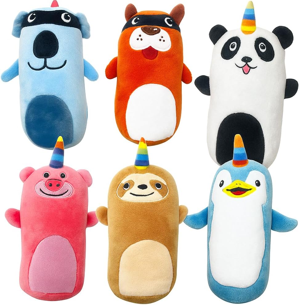 Jalousie 5 Pack Tough Plush Animal Dog Toys Assortment Value Bundle Dog Squeaky Toys Assortment Puppy Pet Mutt Dogs Toy Squeak Toy for Snall Medium Large Breeds (6 Pack Surprise Mix)