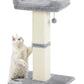 Karolpar 32" Cat Scratching Post for Indoor Cats, Sisal Cat Scratcher with Plush Perch, Large Scratch Post with Bed, Removable Cover, Sisal Fabric,Light Grey