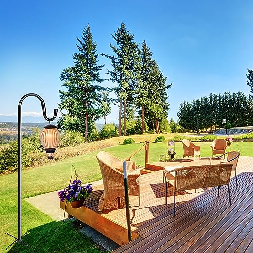 Shepherd Hooks for Outdoor, 1 Pack 62 Inch Bird Feeder Pole with 5 Prongs Base for Hanging Lantern, Hummingbird Feeder, Lightweight Plant, Shepherds Hook for Bird Feeders for Outside