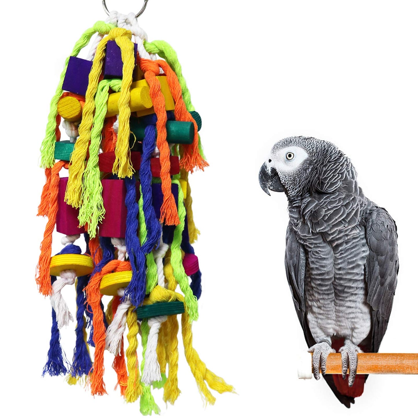 Rypet Large and Small Parrot Chewing Toys Parrot Cage Bite Toy Wooden Block Tearing Toys for Conures Cockatiels African Grey and Other  Parrots