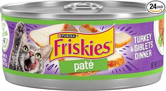 Purina Friskies Wet Cat Food Pate Turkey and Giblets Dinner - (Pack of 24) 5.5 oz. Cans