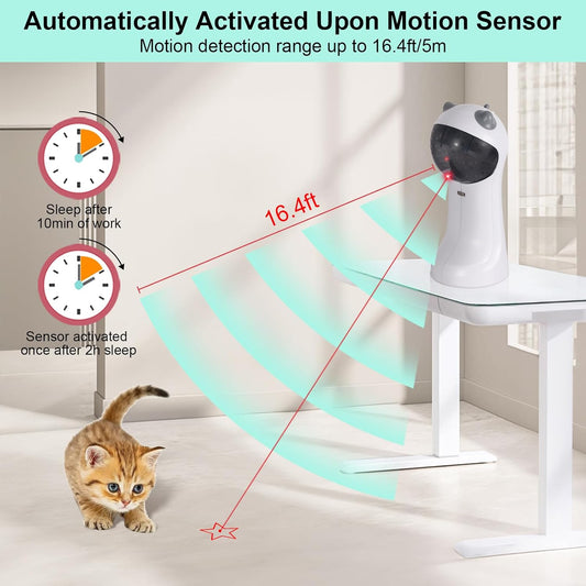 TBTeek Cat Toy Automatic Motion-Activated, Rechargeable, 5 Fun Patterns, Random Rotating Trajectory, 4 Speed Modes, Adjustable Light Angles for Indoor Cat Kitten Dog