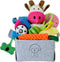 20Pcs Puppy Chew Toys for Teething, Dog Chew Toys with Rope Toy, Pet Dog Toothbrush, Treat Balls, Plush Toys and Squeaky Toys for Small Medium Dogs with Basket