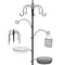 Bird Feeding Station, 90.55in 6-Hook Wild Bird Feeder Stand Pole with Water & Mesh Tray Humming Bird Feeders for Outdoors Easy Assembly for Courtyards Gardens (Black)
