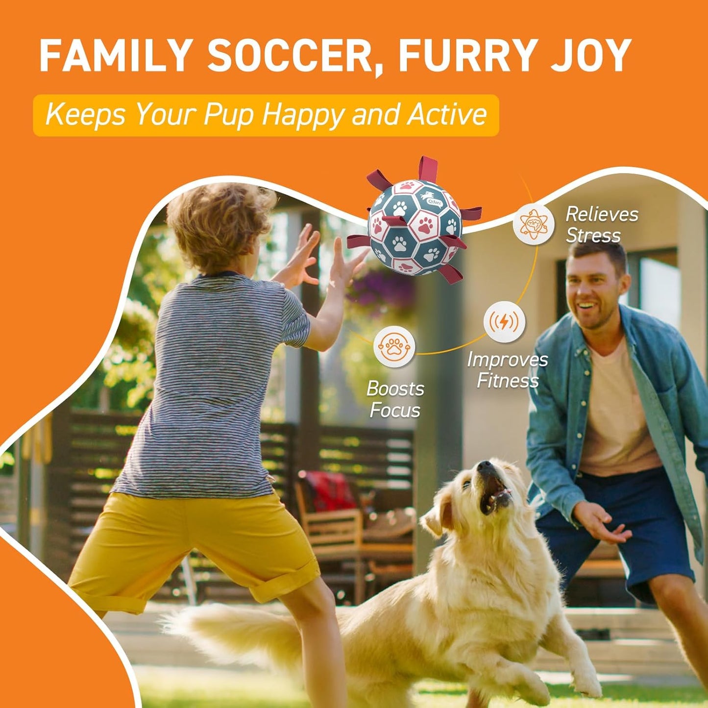 QDAN Dog Balls, World Cup Soccer Ball with Straps, Durable Herding Balls for Small Medium Pet, Puppy Birthday Gifts, Dog Water Toy, Pet Toys Puppy Ball (6 Inch)