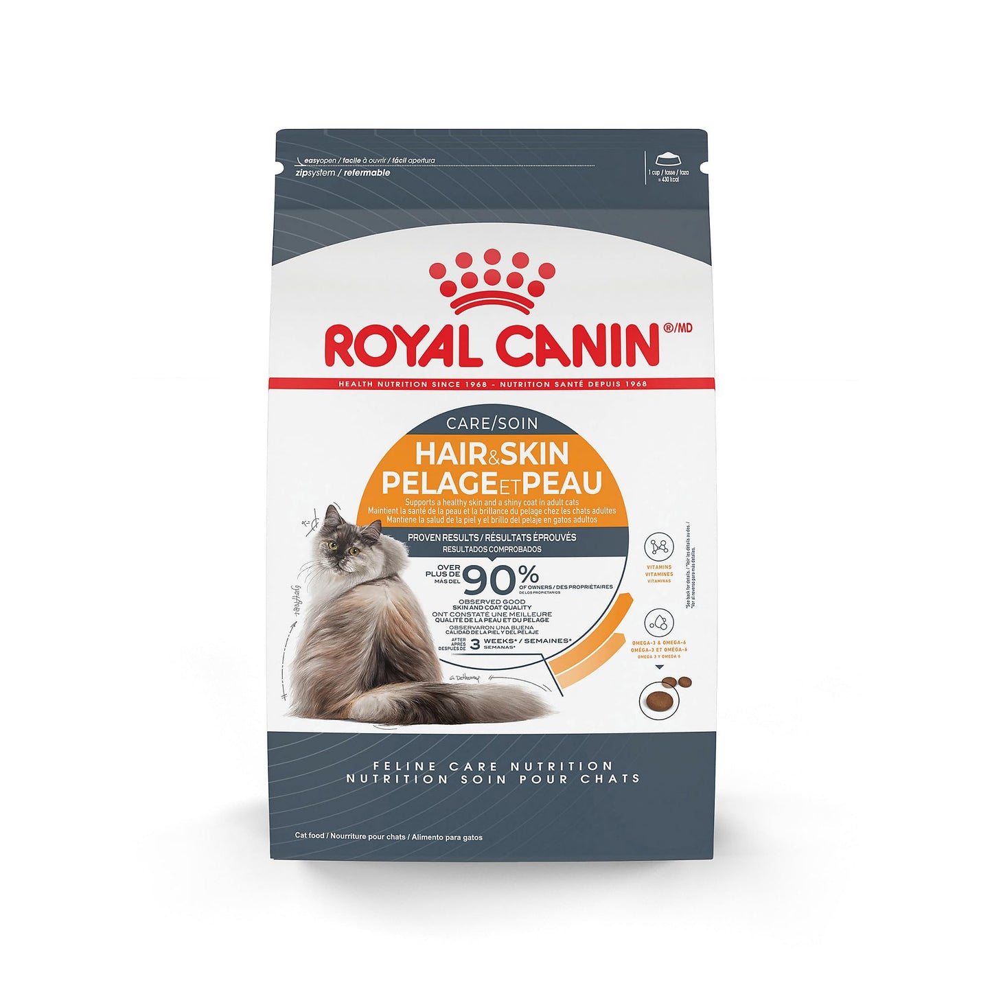 Royal Canin Feline Care Nutrition Hair & Skin Care Adult Dry Cat Food, 3 lb Bag