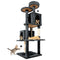 58.5inch Large Cat Tree Tower Condo for Indoor Cats, Soft Plush Multi-Level Climbing Tree Cat House with 1 360° Rotating Cat Cave, Scratching Post, More Entrance/Exit, Sisal Rope, Grey Black