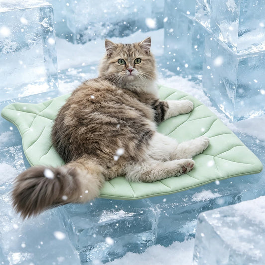 Cat Cooling Mat Cat Leaf Bed Mat Comfortable Soft Fabric Breathable Cozy for All Seasons 26.5"x20.5" Ideal for Cats Small Pets