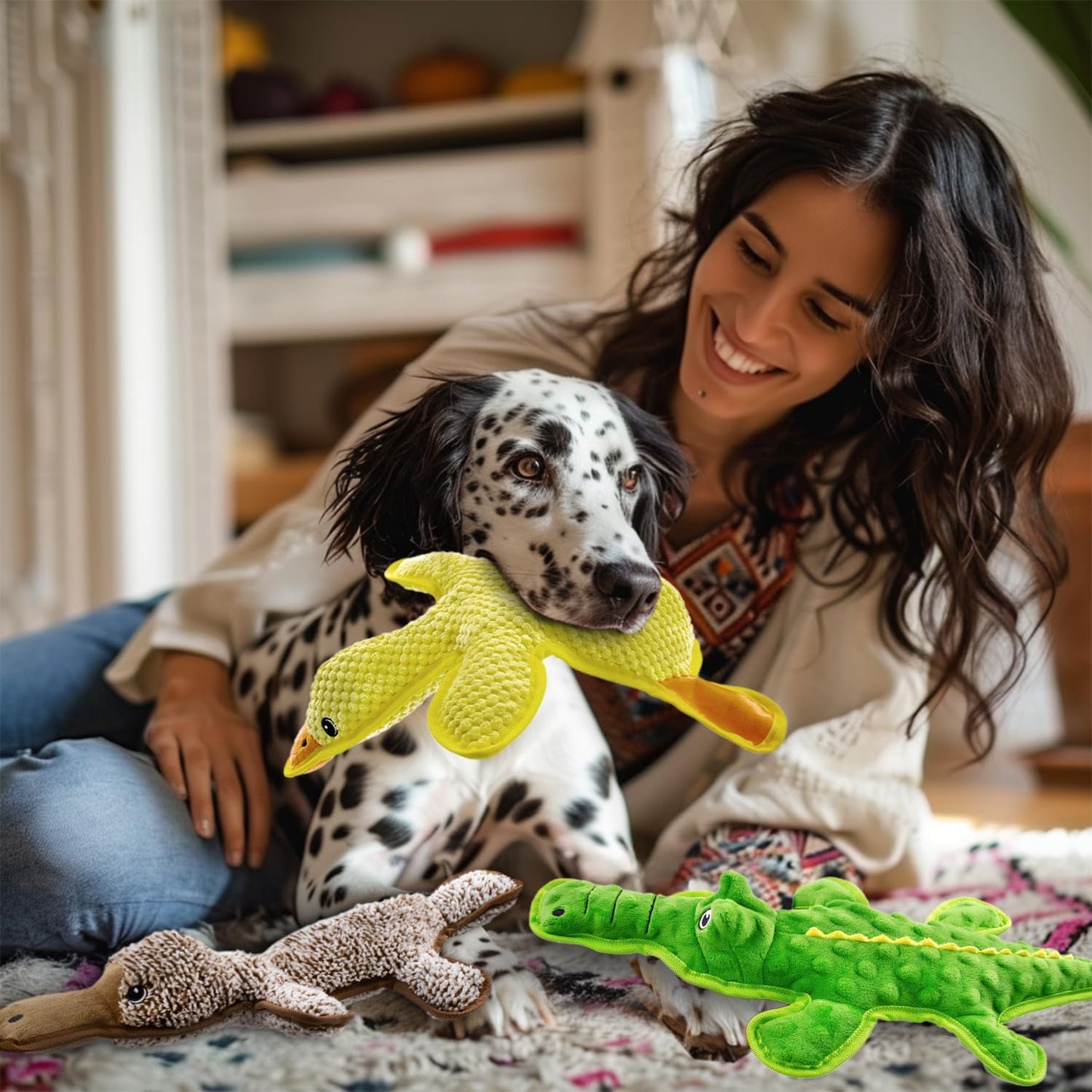 MAOOOOB No Stuffing Dog Squeak Toys-3 Pack Chew Toys for Small Medium Large Breed- Durable Puppy Teething Interactive to Keep Them Busy- Best Birthday Gift