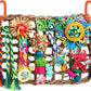Foraging Toys for Parakeets Cockatiel Conures Lovebirds - Seagrass Wall with Various Bird Toys