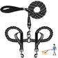 Durable Double Dog Leash Two Dog Leash No Tangle with Padded Handles & Reflective Strips for Medium Large Dogs, Comfortable Shock Absorbing Bungee