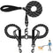 Durable Double Dog Leash Two Dog Leash No Tangle with Padded Handles & Reflective Strips for Medium Large Dogs, Comfortable Shock Absorbing Bungee