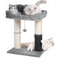 Cat Tree Tower for Large Cats Cat Scratching Post with 20x15.7”Wide Top Bed, Self Groomer, Thick Scratch Post [Dia=4.5”] and Danging Ball Great for Indoor Cats-Large Grey