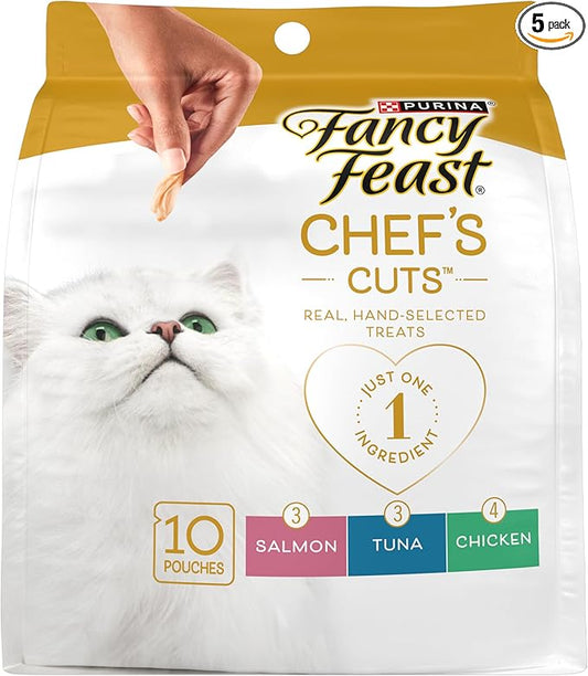 Purina Fancy Feast Natural Cat Treats Variety Pack, Purely Natural - (Pack of 5) 10 ct. Pouches