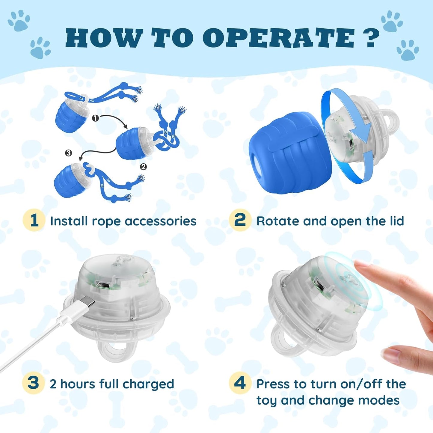Interactive Dog Toys - 2026 Upgraded Motion Activated Balls for Medium/Large Dogs, Automatic Moving Dogs Toy Wicked Ball for Boredom, Interactive Dog Ball to Keep Them Busy(Blue)