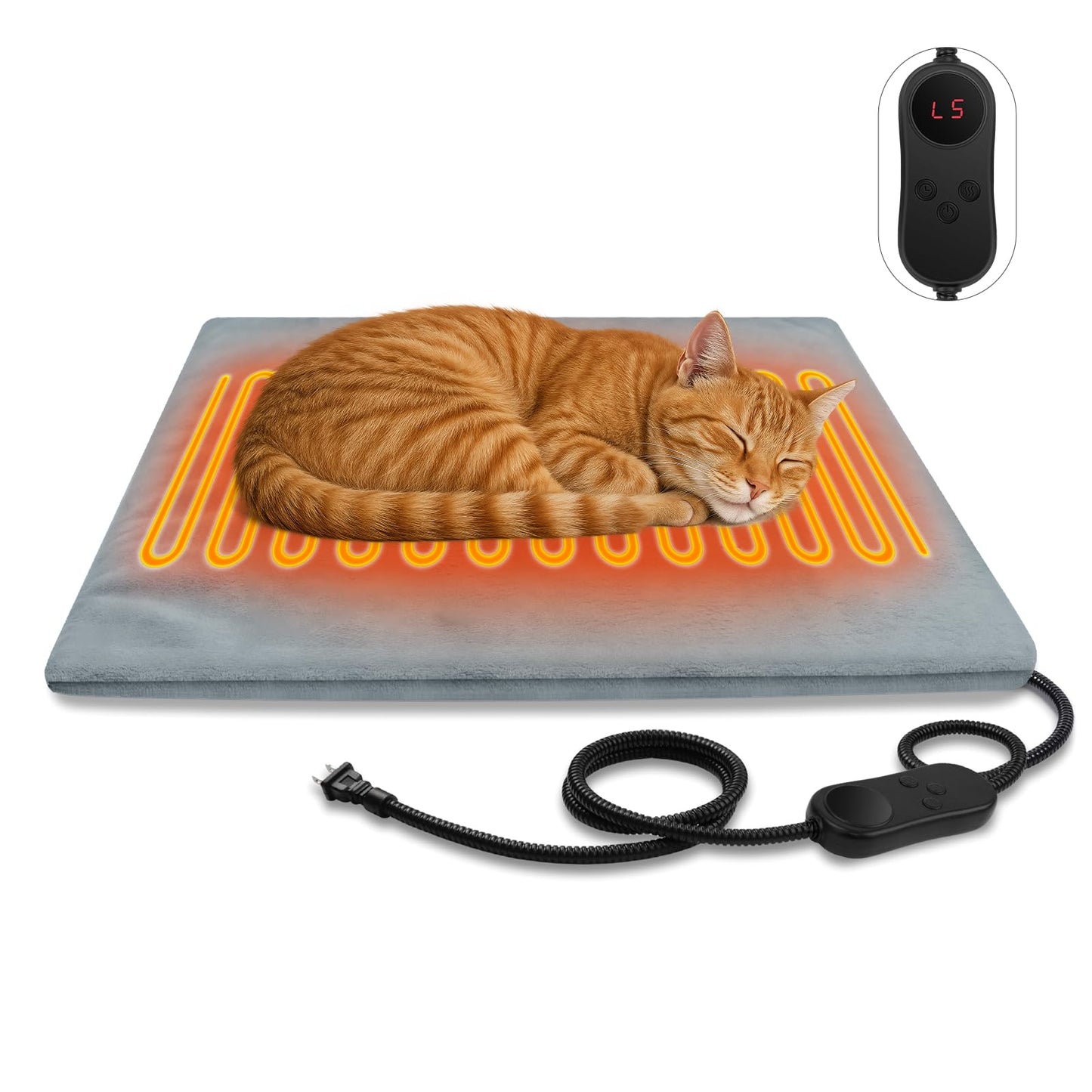 Pet Heating Pads for Cats & Dogs Outdoor Indoor, 17.7 * 17.7inches Puppy Cat Heating Pad Bed Mat Outdoor Waterprooof, Heated Dog Blanket Bed Outside, Gifts for Cats Puppy in Winter