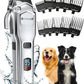 oneisall Dog Clippers for Grooming for Thick Heavy Coats/Low Noise Rechargeable Cordless Pet Shaver with Detachable Stainless Steel Blade/Waterproof Dog Shaver for Dogs Pets and Animals (Silver)