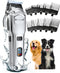 oneisall Dog Clippers for Grooming for Thick Heavy Coats/Low Noise Rechargeable Cordless Pet Shaver with Detachable Stainless Steel Blade/Waterproof Dog Shaver for Dogs Pets and Animals (Silver)
