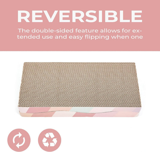 SIDAZON Cat Scratching Board cat Scratcher Cat Scratch Pad Cardboard cat scratchers for Indoor Cats Reversible Large Wide Corrugated with Catnip(2pcs)