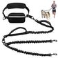 Uppetly Hands Free Double Dog Leash with Pouch, Dual Leash for 2 Dogs with Reflective Padded Handles, Durable Bungee and Lumbar Waist Belt for