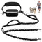 Uppetly Hands Free Double Dog Leash with Pouch, Dual Leash for 2 Dogs with Reflective Padded Handles, Durable Bungee and Lumbar Waist Belt for