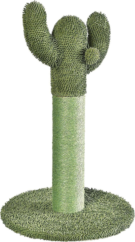 Basics Cat Scratcher - Indoor Cactus Single Cat & Kittens Scratching Post with Dangling Ball, Medium (25.6" H) - Green