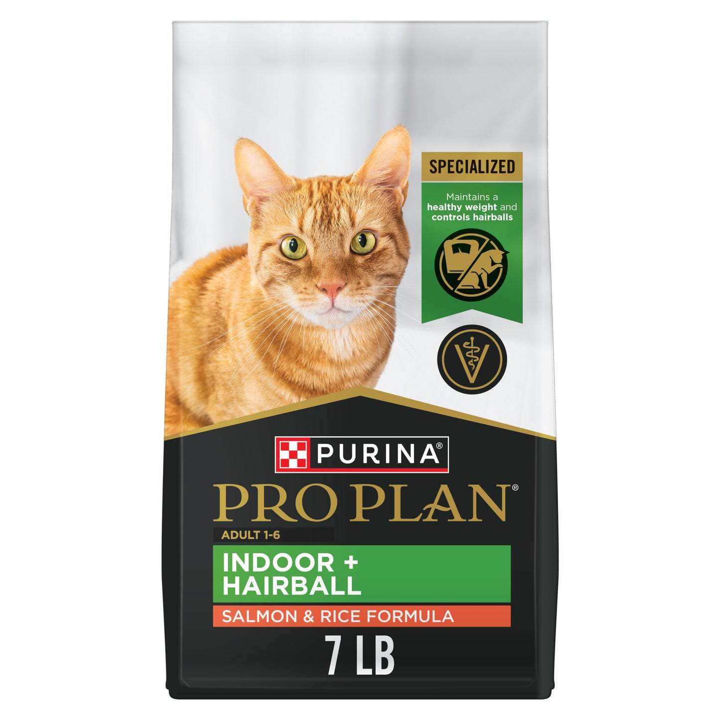 Purina Pro Plan Hairball Management, Indoor Cat Food, Salmon and Rice Formula - 7 lb. Bag