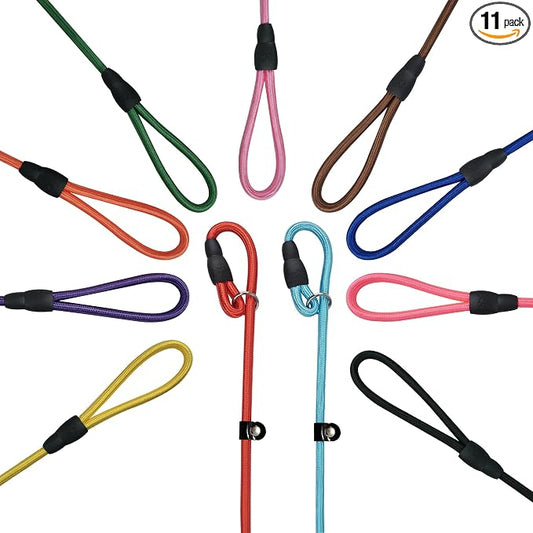 FOVRLZSE Nylon Dog Leash 11-Pack (11 Assorted Colors), 4.6FT for Small to Medium Dogs, 10mm Braided Nylon with TPU Non-Slip Buckle, Daily Walking