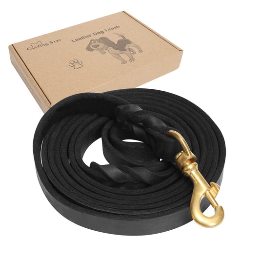 Guiding Star Leather Dog Leash 6ft, Dog Leashes for Large Dogs Heavy Duty, Soft Braided Handmade Leather Training Leash for Large & Medium Dogs