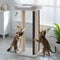 Veehoo 35" Tall Cat Scratching Post for Indoor Cats Adult, Sturdy Cat Scratch Pad with Replaceable Metal Frame Scratching Board, Large Scratch Post with Plush Top Bed