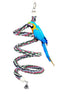94.4inch Length Colorful Cotton Bendable Rope Perch Swing Bird Chew Toys  Parrots Cage Toys with Bell Swing Climbing Standing Bungee Bird Toys for Regular to Big Size Birds