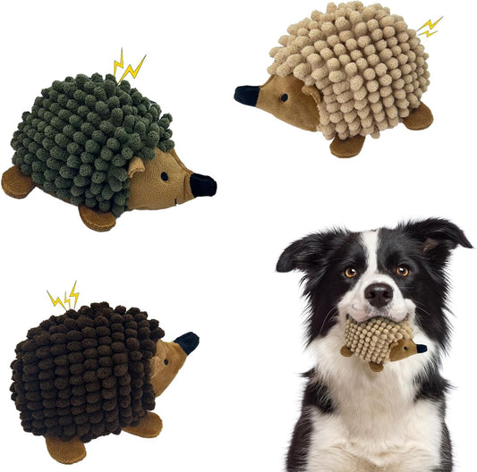 Chongqile Plush Hedgehog Dog Toys 3 PCS - Squeaky No-Stuffing Hedgehog for Small and Medium Dogs - Keep Your Puppy Busy with Multi-Colored, Suitable for Indoor and Outdoor Throwing Play