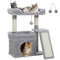 PEQULTI Small Cat Tree Tower for Large Adult Cats with Wide Top Perch, Private Cat Condo and Sisal Scratching Post&Pad for Indoor Cats, Gray