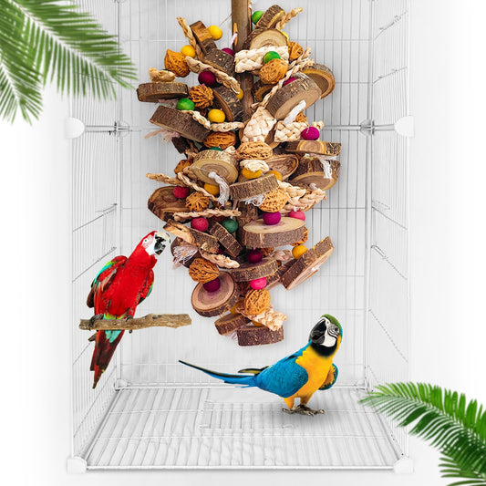 Extra Large Bird Parrot Toys- 21.7 inch Multicolored Natural Wooden Walnut Parrot Chewing Toy Suggested for Macaws cokatoos, African Grey and a Variety of  Parrots. (Large Size)