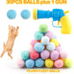 MeoHui 31Pcs Cat Ball Toy Launcher Gun,Cat Balls Fetch Toy,30Pcs Plush Fuzzy Balls Launcher Cat Toy for Cats with 1 Gun,Funny Interactive Cat Toys for Bored Indoor Adult Cats,Cute Kitten Kitty Toys