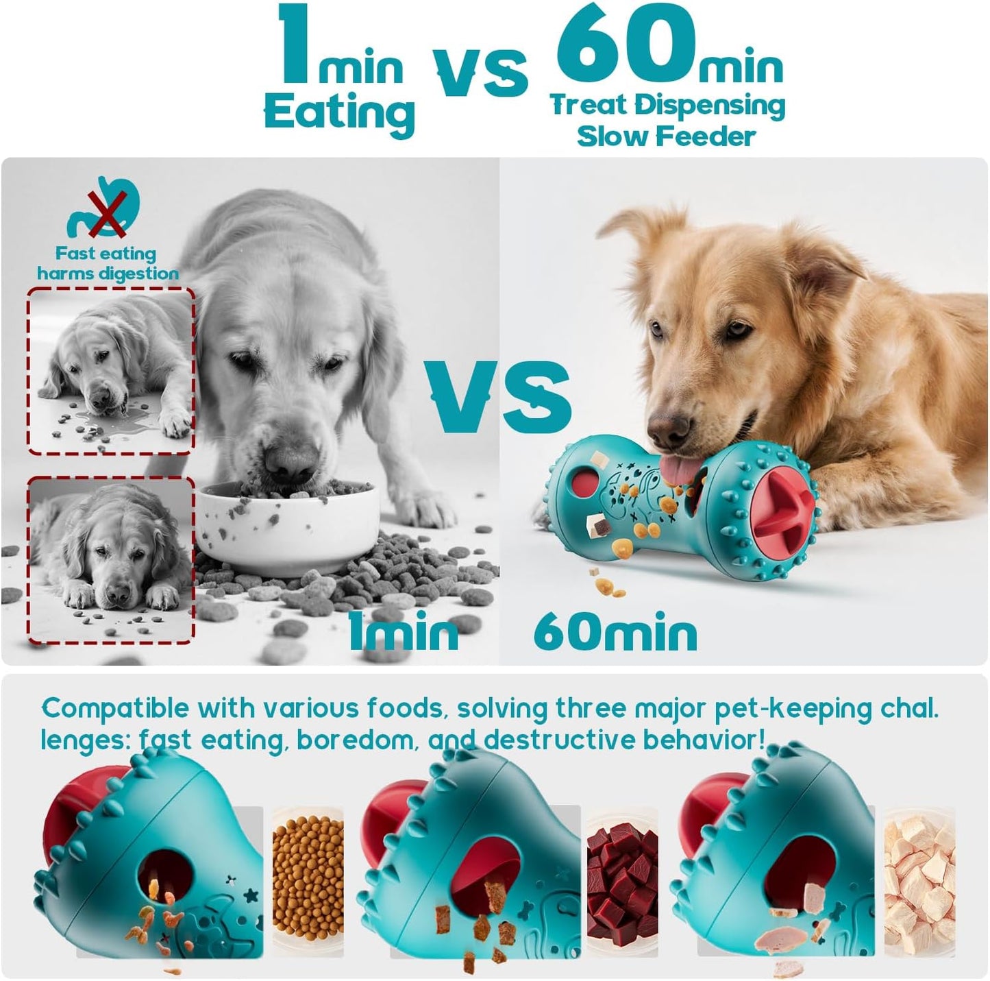 knitly Interactive Dog Toys, Adjustable Treat Dispensing Toy to Keep Them Busy, Dog Enrichment for Brain Stimulation & Cognitive for Puppy Puzzle to Reduce Boredom - Ideal Gift for Cats and Dogs