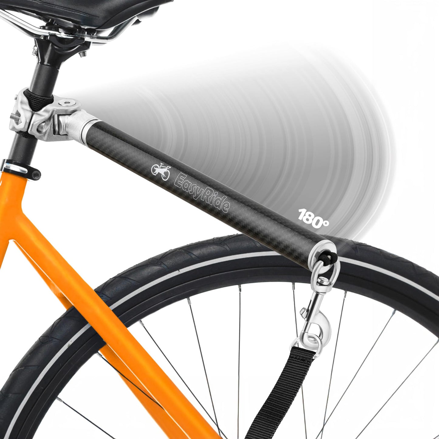 V2.0-180° Rotating Dog Bike Leash - with Shock Absorbers and Quick Attach Mechanism | Carbon Fiber | Detachable, Adjustable for the Smoothest Ride