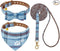 EXPAWLORER Puppy Collar and Leash Set - Embroidery Pawprints Plaid Dog Collar and Dog Leash Set, Bow Tie and Bandana Dog Collar with Bell, Cute