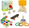 Bird Toys,Parrot Training Toys for Lovebird,Five-Types Parakeet Toys Sets for Conure, Cockatiel,12 PCS Parrot Intelligence Toy,Basketball Hoop,Skateboard,Stacking Toys,Wooden Block Bird Puzzles Toy