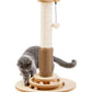 Made4Pets Cat Scratching Post, 23" Tall Sisal Cat Scratcher Post with Self Groomer, 4-in-1 Interactive Trackball Toys with Hair Brush, Vertical Cat Climbing Tree with Dangling Plush Balls