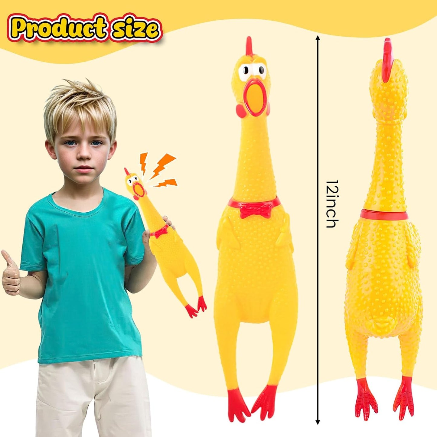 POPLAY Screaming Chicken, Squeaky Chicken Dog Toys Prank Novelty Toys for Kids Adults